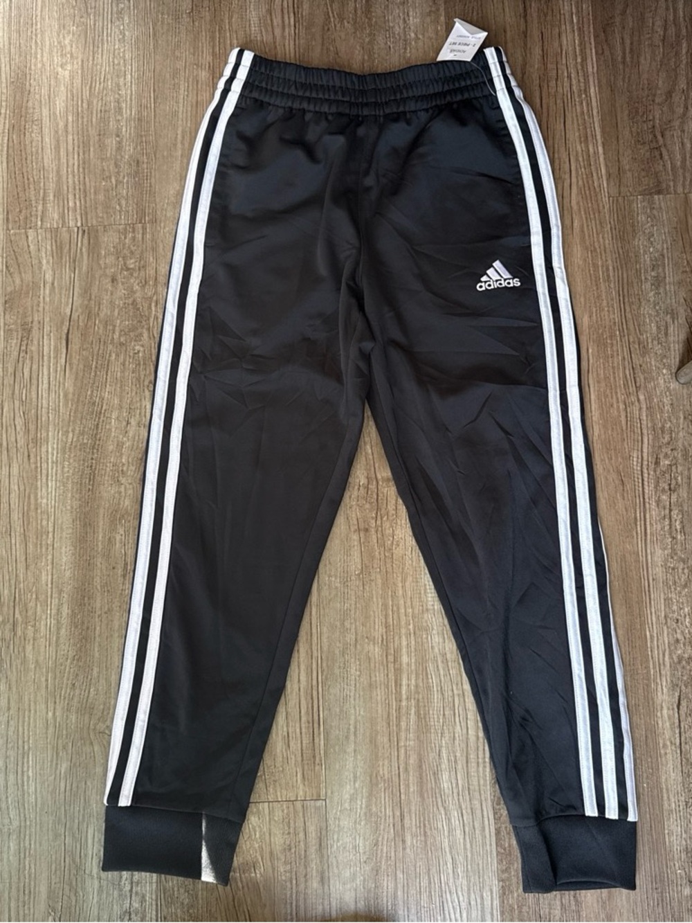 Adidas Kids Black Three-Stripe Track Pants size S (8)